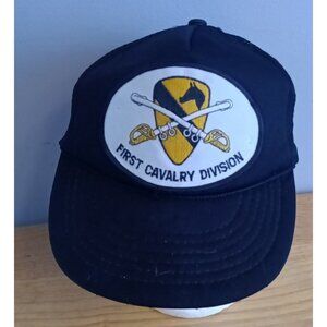 Trucker Hat Vintage 80s 1st Cavalry Division Vietnam Patch Snapback Adjustable